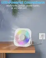 GOBRILLFUN RGB namizni ventilator – USB, 3 hitrosti, 180° nagib - slika 2