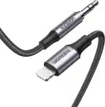 UGREEN Lightning na 3,5 mm Aux kabel 1 m – črn