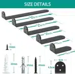 WELDUN stenska nosilca za police – 2 kosa, 10 cm, črna - slika 2