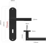 AwmnSrman Črna kljuka za notranja vrata 72 mm – 1 set - slika 4
