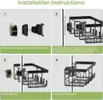 HouseUp – 2 kosa prenosnih polic za tuš, brez vrtanja, črne - slika 2