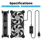 ELUTENG – 2-v-1 USB ventilator 80 mm, 5 V, 3 hitrosti - slika 3