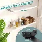 Yeabett – 2 kosa kovinskih nosilcev za police 25cm, črna) - slika 3