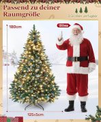 YORBAY umetno božično drevo z LED-osvetlitvijo, snegom in borovimi storži - 180 cm - slika 3
