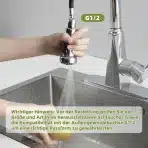Hibbent – Tuš glava za kuhinjsko pipo – krom – 3 načini - slika 4