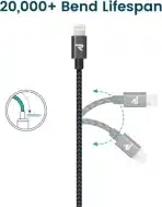 RAMPOW lightning kabel 1 m – temno siv - slika 6
