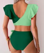 SANGDUT dvodelni green push-up bikini set z visokim pasom - slika 3