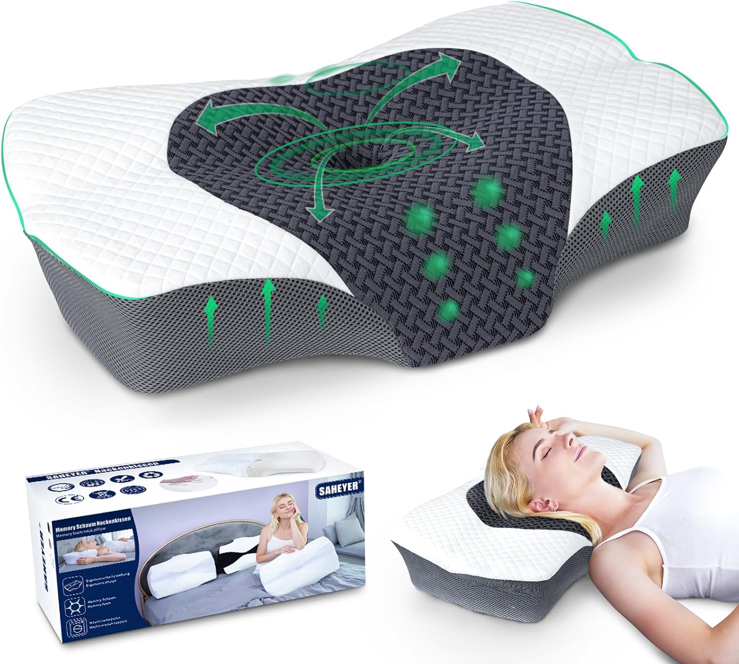 Featured image for 'SAHEYER ergonomski ortopedski vzglavnik iz spominske pene' SAHEYER ergonomski ortopedski vzglavnik iz spominske pene - slika 1