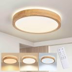 BAEROLC Zatemnljiva LED stropna svetilka iz lesa z daljinskim upravljalnikom - 40 cm