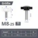 ORTAVA zvezdni ročaj vijaki m8 x 25 mm - 10 kosov - slika 2