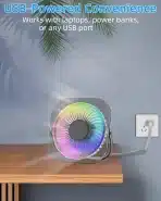 GOBRILLFUN rgb namizni ventilator usb siv - slika 2