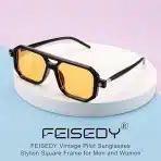 FEISEDY – retro 70s kvadratna očala UV400 - oranžna črna - slika 3