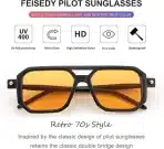 FEISEDY – retro 70s kvadratna očala UV400 - oranžna črna - slika 6