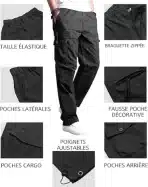 Generic - moške cargo hlače z elastiko in žepi - XXXL 56 - slika 5