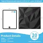 ART3D 3D stenske PVC plošče Diamond 30 × 30 cm črne 20 kosov - slika 3