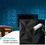 ART3D 3D stenske PVC plošče Diamond 30 × 30 cm črne 20 kosov - slika 5