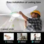 SURTIME Stropni ventilator z LED osvetlitvijo 117 cm - slika 6