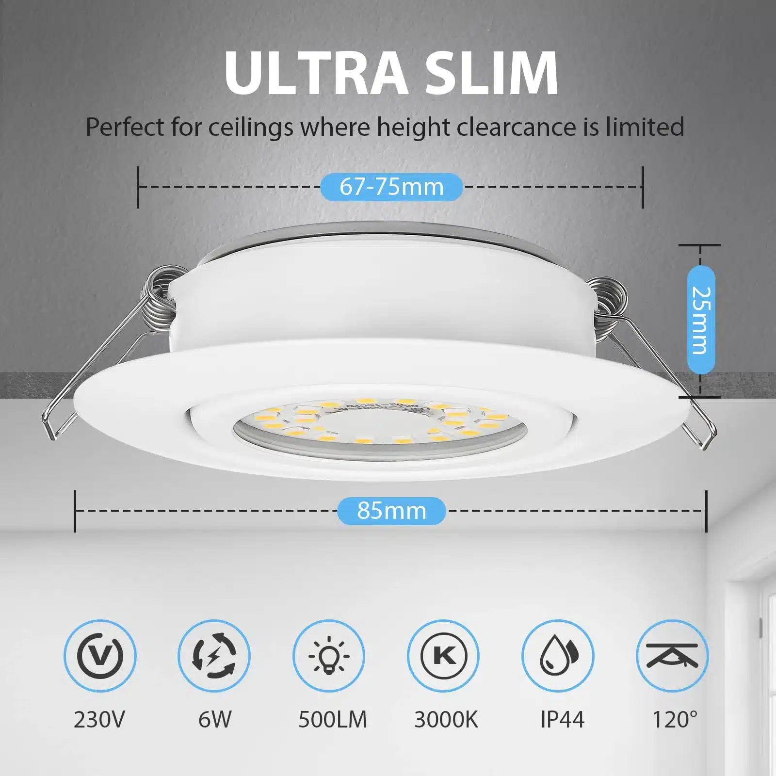 Cloksh – vgradni led reflektor 6 w 6 kosov - slika 3