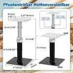 CIOQULI Nastavljivi nosilci stebrov 100 × 100 mm 4 kosi - slika 3