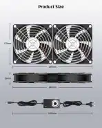 RUIZHI – ventilator 240 mm 12 v - slika 5
