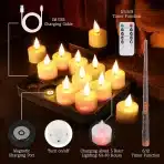 KIKILIVE Komplet 12 polnilnih LED čajnih lučk s čarobno palico - slika 5