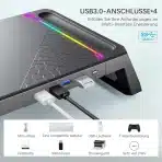 MOOJAY Ergonomsko stojalo za monitor z RGB osvetlitvijo in 4x USB 3.0 - slika 3