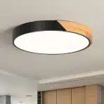 QAMRA Moderna LED stropna svetilka s lesenim detajlom, črna