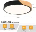 QAMRA Moderna LED stropna svetilka s lesenim detajlom, črna - slika 2