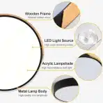 QAMRA Moderna LED stropna svetilka s lesenim detajlom, črna - slika 4