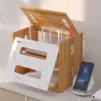 CATEKRO Lesena omarica za WiFi usmerjevalnik rjava - slika 4