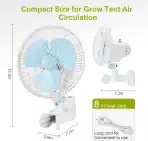 BLESSNY Nihajni ventilator s sponko za rastlinjake in šotore - slika 5