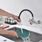 HOMELAVA Stenska kuhinjska pipa s prilagodljivim izlivom, črna - slika 2