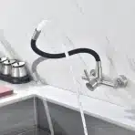 HOMELAVA Stenska kuhinjska pipa s prilagodljivim izlivom, črna - slika 5