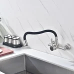 HOMELAVA Stenska kuhinjska pipa s prilagodljivim izlivom, črna - slika 7