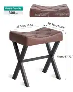 IBUYKE U-oblazinjen kozmetični stolček, temno rjav - slika 2