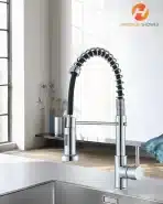 HBRONZESHOWER Kuhinjska pipa z izvlečno prho, 360° vrtljiva, krom - slika 2