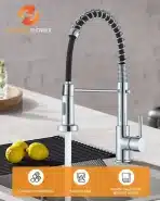 HBRONZESHOWER Kuhinjska pipa z izvlečno prho, 360° vrtljiva, krom - slika 3