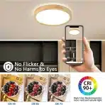 YYUTLUO Lesena LED stropna svetilka, 30 cm, 6000 K hladno bela - slika 2