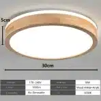 YYUTLUO Lesena LED stropna svetilka, 30 cm, 6000 K hladno bela - slika 4