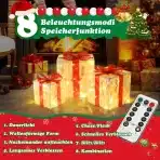 SHTALHST Set 3 LED božičnih darilnih dekoracij s časovnikom, rdeč - slika 4