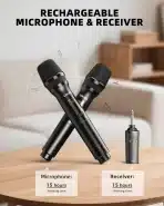 LEKATO 2,4 GHz brezžični set mikrofonov, kovina, črn - slika 4