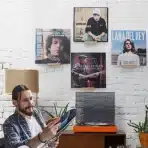 PHOENANCEE Stenska stojala za vinilne plošče iz masivnega hrasta, set 12 kosov - slika 2