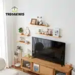TREOAKWIS Komplet 2 stenskih polic iz masivnega lesa, 50 cm - slika 4