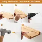 TREOAKWIS Komplet 2 stenskih polic iz masivnega lesa, 50 cm - slika 6