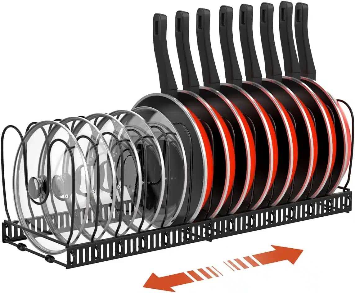 61 yf437fJL._AC_SL1200 HOUSOLUTION raztegljiv organizator za ponve - slika 1