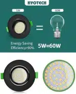 6x KYOTECH 90mm zatemnilni LED vgradni reflektorji - 5 W - slika 5