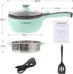 AUDECOOK 1,5 l zelen električni lonec s soparnikom - slika 2