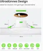 6x ALUSSO LED vgradna stropna svetilka IP65 10W - slika 3