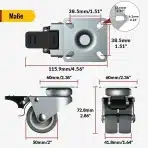 4x 50mm HOLKIE pohištveno kolesce z zavoro - slika 3