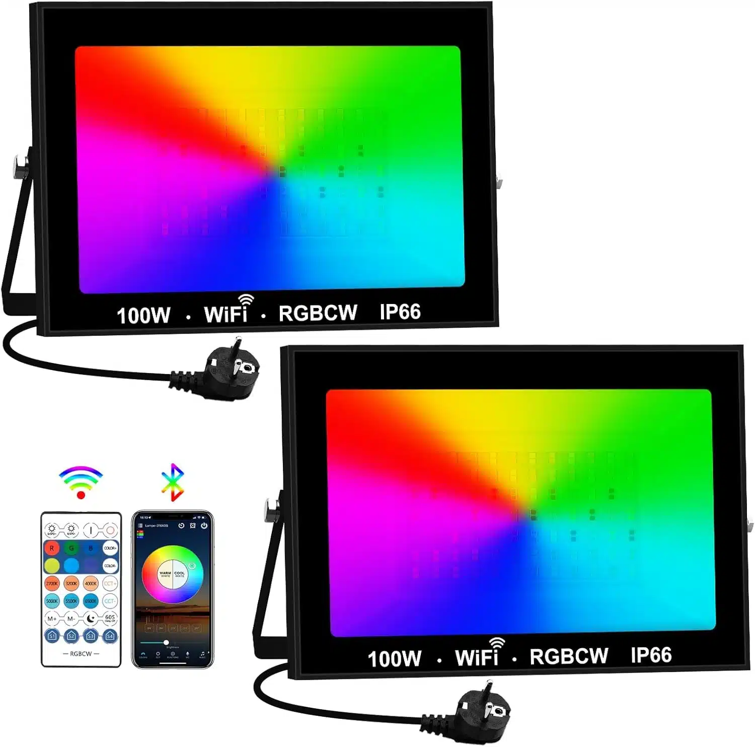 61chuL30-gL._AC_SL1500 T-SUNUS RGB LED WiFi reflektor 100W - slika 1